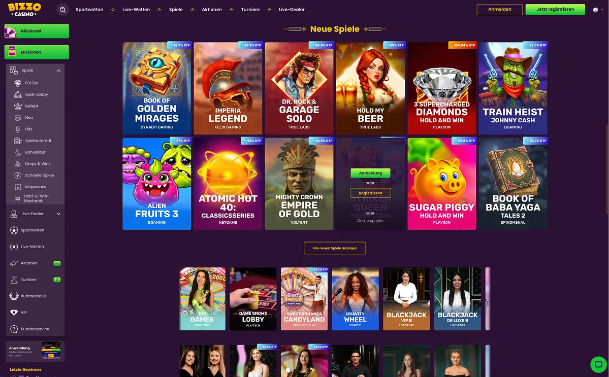 Bizzo Casino Beliebtes Online-Casino