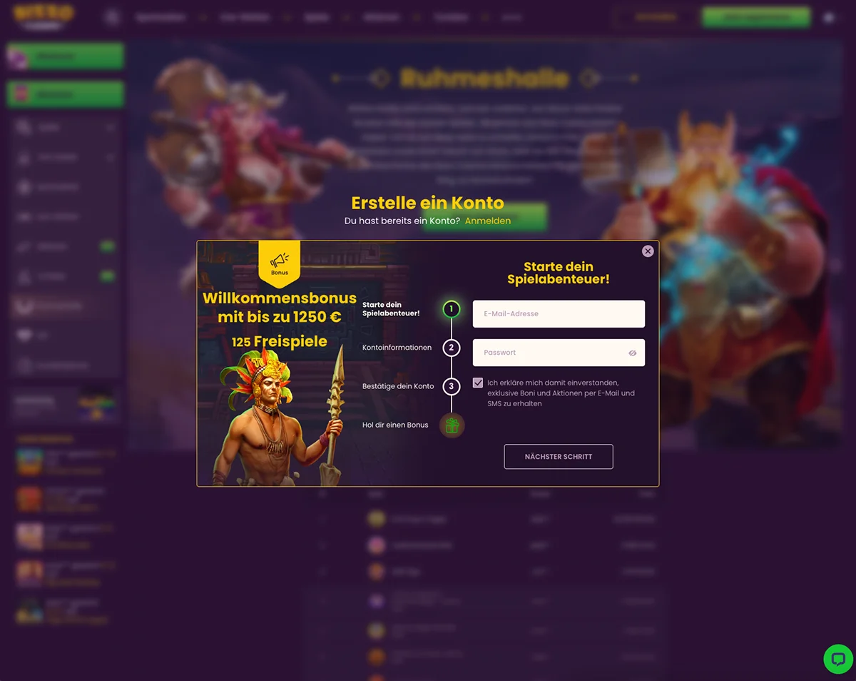 Bizzo Casino Registrierung und Anmeldung